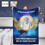 Custom Photo&Name Gold Wings Ultra-Soft Micro Fleece Blanket