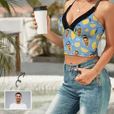 Personalized Face Tank Top Lemon Women's V-Neck Crop Camisole Tops