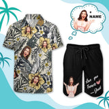 Custom Photo&Name Flowering Hawaiian Set Summer Holiday Hawaiian Shirt & Shorts Set Put Your Face Name on Set