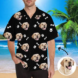 Custom Hawaiian Shirt with Face Dog And Bone Personalise Face Aloha Shirt Gift for Husband/Boyfriend