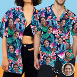 Custom Hawaiian Shirts with Face Hawaiian Shirts Face Colorful Flowers Unisex & Teenage Tropical Aloha Shirt