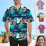 Custom Made Hawaiian Shirts with Girlfriend Face Coconut Tree Personalized Photo Tropical Aloha Shirt