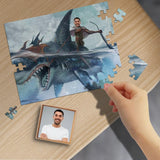 Custom Face Shark Rectangle Jigsaw Puzzle Best Indoor Gifts 110 Pieces