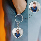 Custom Photo Love My Dad Heart Keychain