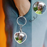 Custom Photo Love My Mom Heart Keychain