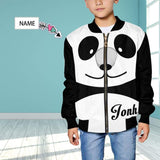 Custom Name Panda Kid's All Over Print Bomber Jacket