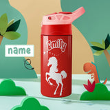 Custom Name Personalised Red Horse Stainless Steel Kids Drink Bottles 500ml Water Bottle