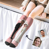 Personalized Socks For Lovers Custom Face Romantic Wedding Photo Knee High Socks