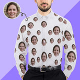 Custom Face White Men's Long Sleeve Dress Shirt