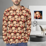 Custom Face Men's Full Print Long Sleeve T-Shirt with Seamless Girlfriend Made for You Personalized All Over Print T-shirt