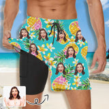 Custom Face Pineapple Men's Quick Dry 2 in 1 Surfing & Beach Shorts Male Gym Fitness Shorts