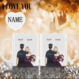 Custom Name Police Love Story Classical White Mug