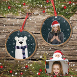 Custom Photo Christmas Hat Circle Ornament