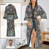 Custom Face Peacock Women's Long Pajamas Personalized Photo Long Pajamas Kimono Robe