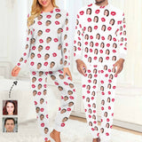 Custom Face Red Lips All Over Print Pajama Set&Couple Matching Pajamas Personalized Photo Pajama Set Sleepwear