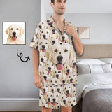 Custom Pet Face Pajamas Personalized My Lovely Dog Men's V-Neck Short Sleeve Pajama Set Funny Gift