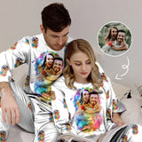 Custom Photo Watercolour Sleepwear Personalized Slumber Party Couple Matching Pajamas