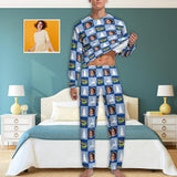 Personalized Photo Pajama Set Custom Face Christmas Tree Elk Print Men's Pajamas Sleep Or Loungewear For Him