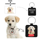 Custom Face&Name&Number Pet Bone Square Pet ID Tag