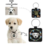 Custom Face&Name&Number Pet Wreath Square Pet ID Tag