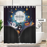 Custom Name Zipper Happy Halloween Shower Curtain 66