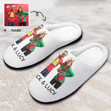 Custom Photo&Name Couples All Over Print Cotton Slippers For Men Women