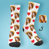 Custom Socks with Faces Love Heart Sublimated Crew Socks Personalized Picture Socks Unisex Gift for Men Women