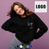 Custom Logo Black Women's Casual Crewneck Sweatshirt Personalized Long Sleeve Loose Sweatshirt