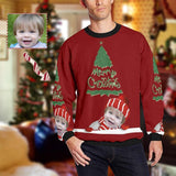 Personalized Face Christmas Tree Scarf Ugly Men's Christmas Sweatshirts, Gift For Christmas Custom face Sweatshirt, Ugly Couple Sweatshirts