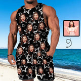 Custom Girlfriend Face Star Men's Tank Top Sets Sport Shorts Men Tank Top Swim Trunk Shorts Sets