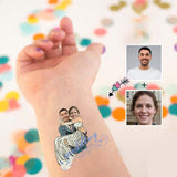 Custom Face Wedding Couple Personalized Temporary Tattoo