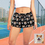 Custom Face Pet Dog Bones Paw Beach Board Shorts Swim Trunks Personalized Women's Casual Yoga Shorts