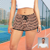 Custom Face Samsh Selfie Beach Board Shorts Swim Trunks Personalized Women's Casual Yoga Shorts