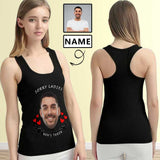 Custom Face&Name Tops Sorry Ladies Red Love Women's Print Yoga Tank Tops