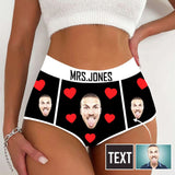 Personalized Women's Underwear Custom Face&Text Heart Women's High Waist Granny Knickers Panties