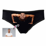 Personalized Underwear for Her Custom Husband Face Push Ups Women's High-cut Briefs Honeymoon Gift