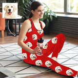 Custom Face Pet Leaves Women's Yoga Racerback Tank&Leggings Set