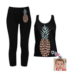 Custom Face Pineapple Women's 2 Piece Stretchy Racerback Tank & Legging Set